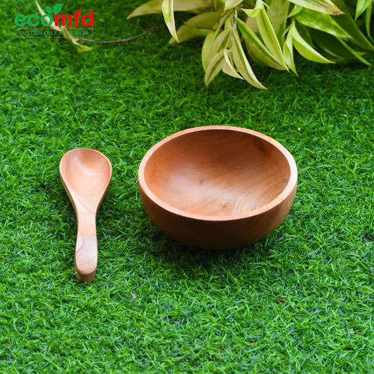 Wooden Soup Bowl with Wooden spoon