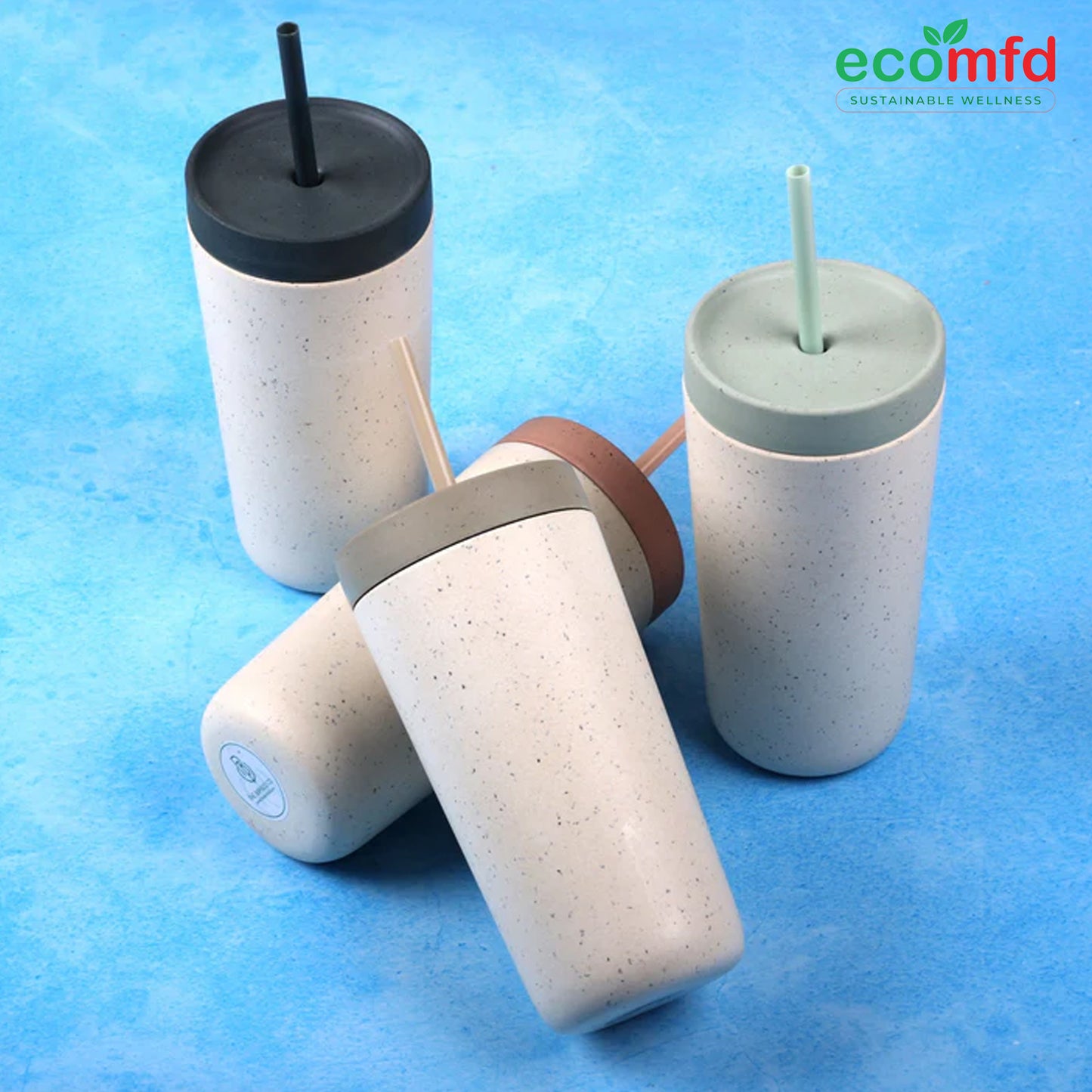 Bamboo Fiber Drinking Sipper with Straw Set of 4