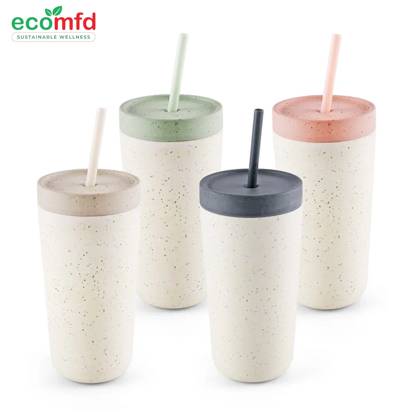 Bamboo Fiber Drinking Sipper with Straw Set of 4