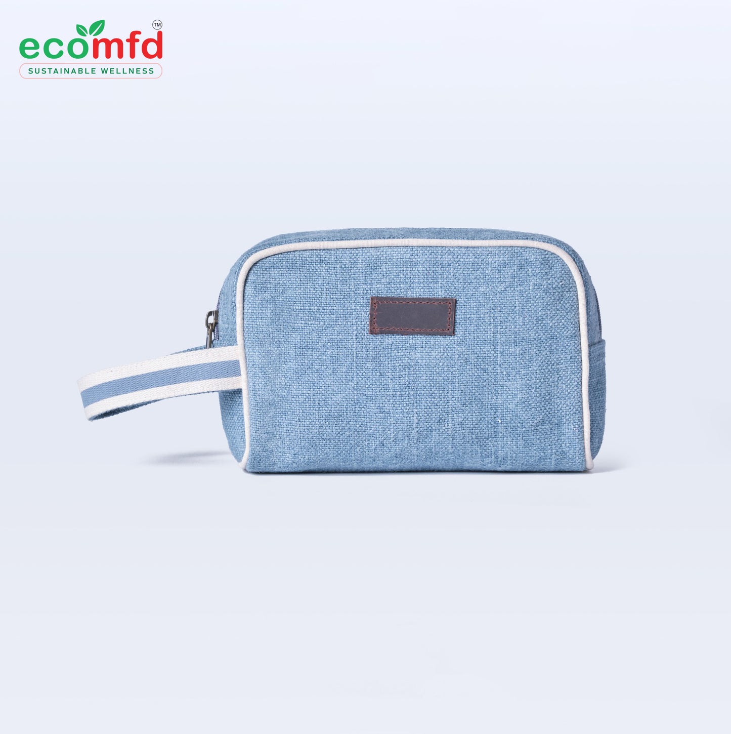Eco-Friendly Blue Jute Pouch Bag – Sustainable Travel Toiletry & Cosmetic Organizer