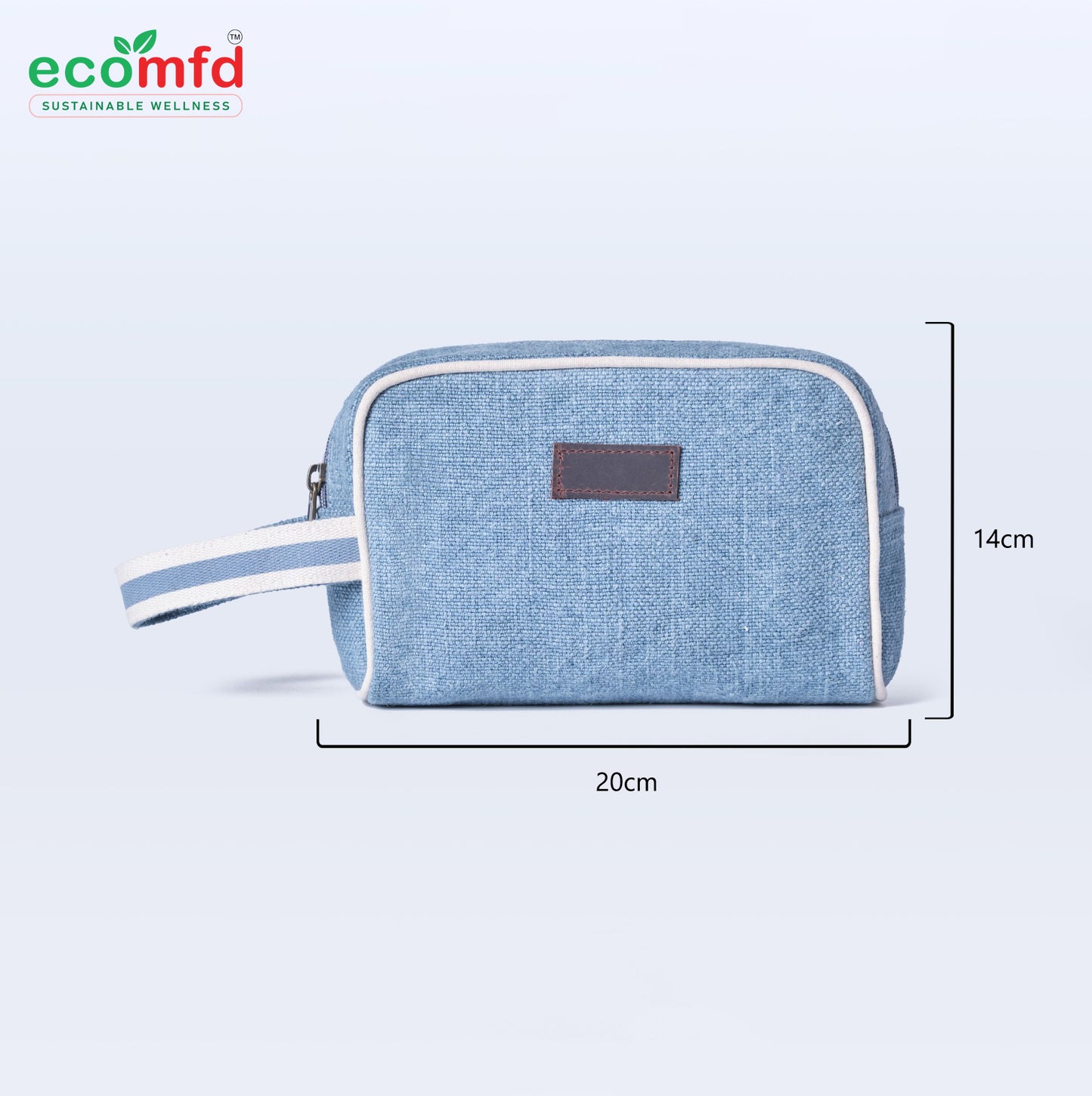 Eco-Friendly Blue Jute Pouch Bag – Sustainable Travel Toiletry & Cosmetic Organizer