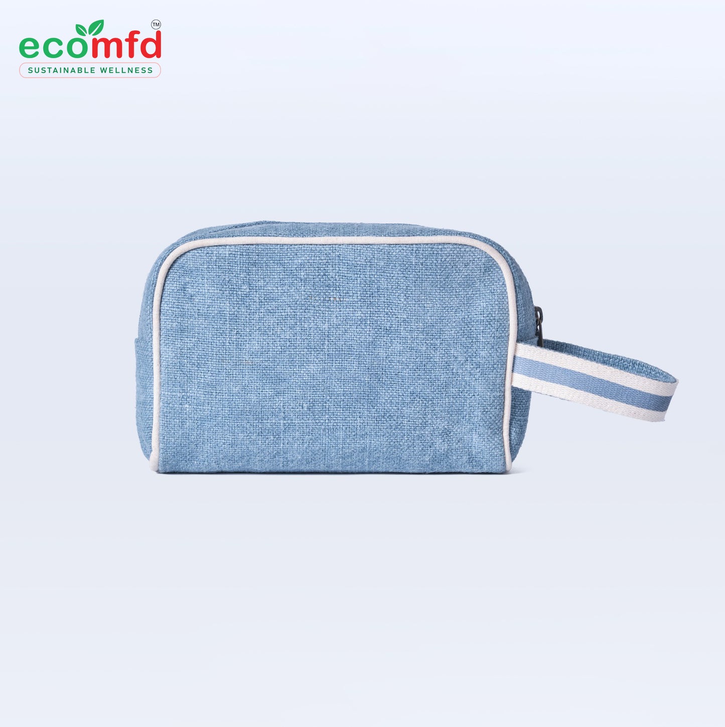 Eco-Friendly Blue Jute Pouch Bag – Sustainable Travel Toiletry & Cosmetic Organizer