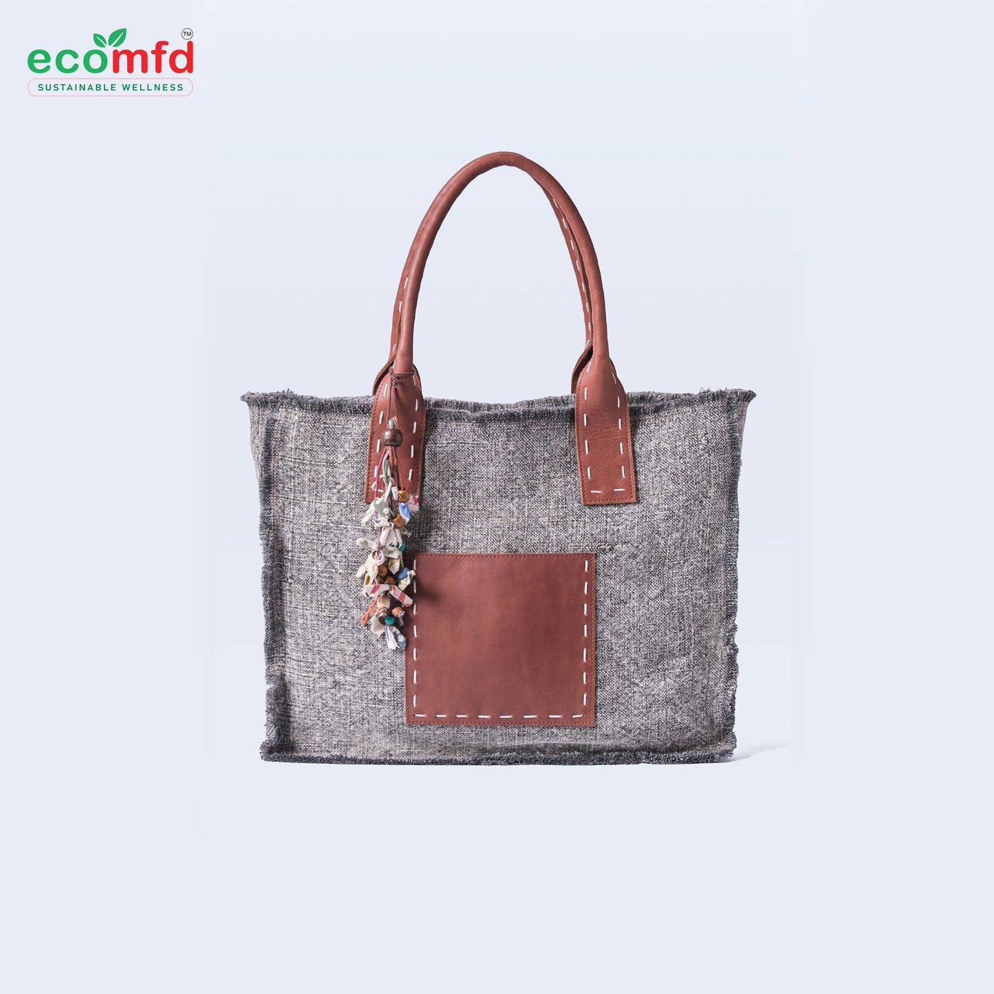 Jute Tote Bag with Leather Handles | Eco-Friendly & Stylish Shoulder Bag for Women