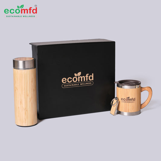 Eco Friendly Corporate Gift Box | Bamboo Bottle and Mug Combo Small Pack