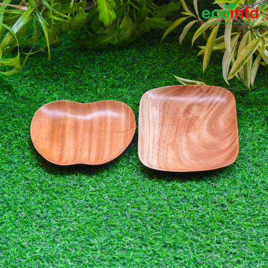 Wooden Apple & Square - Shaped Tray