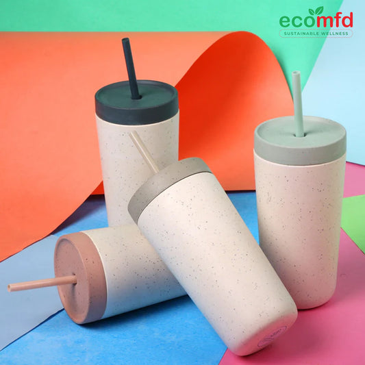Bamboo Fiber Drinking Sipper with Straw Set of 4