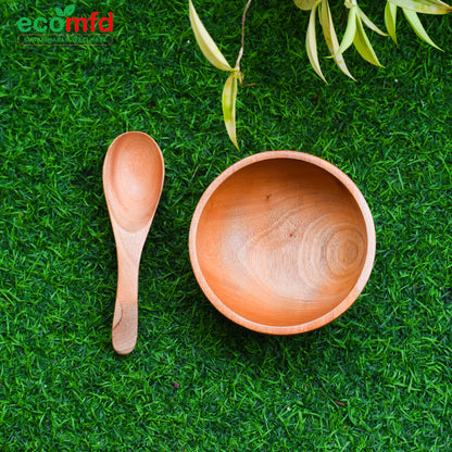 Wooden Soup Bowl with Wooden spoon