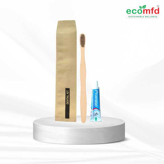 Ecomfd Bamboo Dental Kit with Promise Toothpaste | Eco-Friendly Travel Oral Care Kit