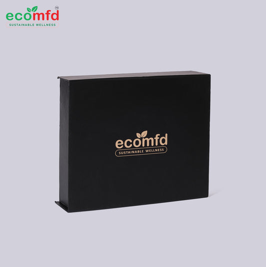 Black box with 'ecomfd' logo on a light gray background
