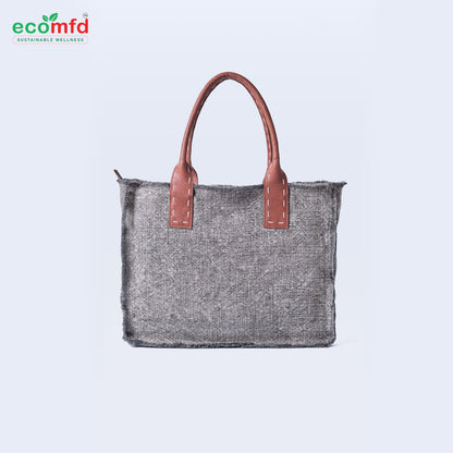 Jute Tote Bag with Leather Handles | Eco-Friendly & Stylish Shoulder Bag for Women