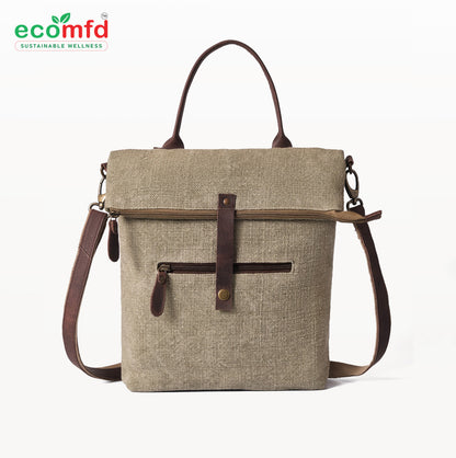 Jute Sling Bag with Leather Straps – Eco-Friendly Shoulder & Tote Bag for Women