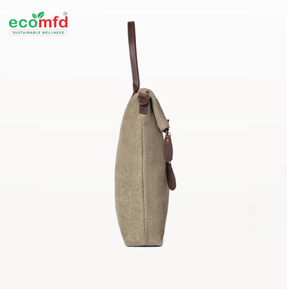 Jute Sling Bag with Leather Straps – Eco-Friendly Shoulder & Tote Bag for Women