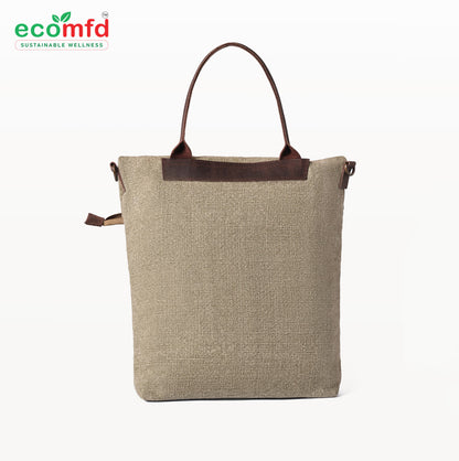 Jute Sling Bag with Leather Straps – Eco-Friendly Shoulder & Tote Bag for Women