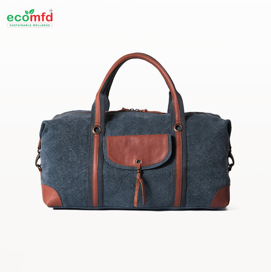 Vintage Canvas & Leather Travel Duffel Bag for Men & Women | Weekender Overnight Bag