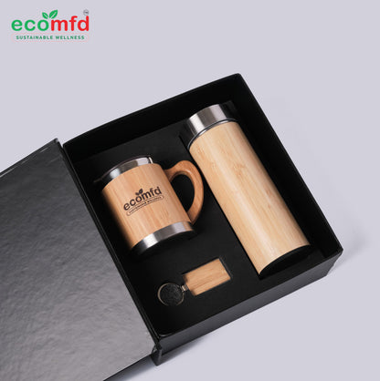 Eco Friendly Corporate Gift Box | Bamboo Bottle and Mug Combo Small Pack