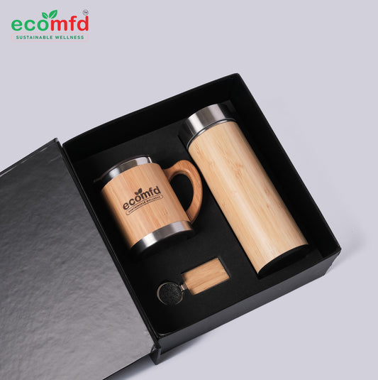 Eco Friendly Corporate Gift Box | Bamboo Bottle and Mug Combo Small Pack